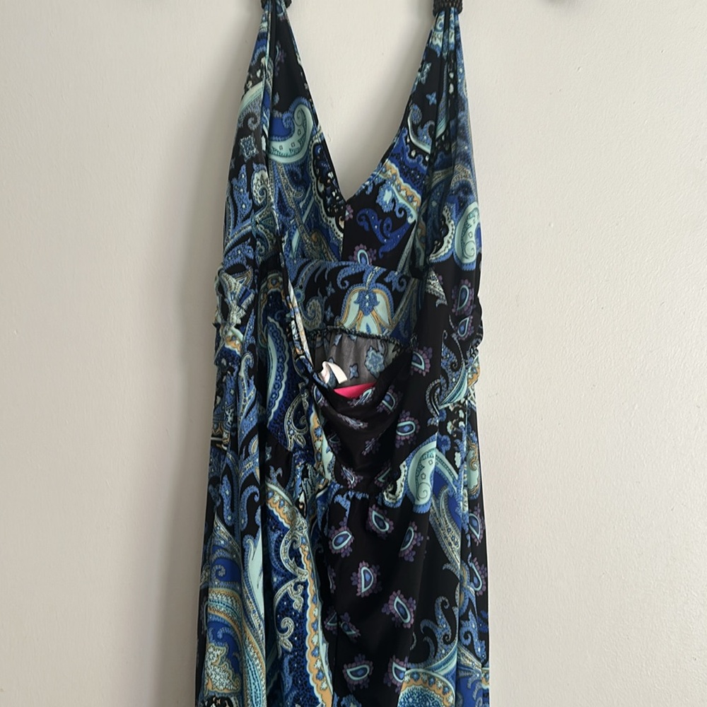 EUC Christina Love Blue Paisley Halter Dress - Picture 5 of 6